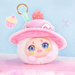 Cake Hat plush – pink character topped with strawberry cake hat, Kimmon Hat Bubble collectable.

