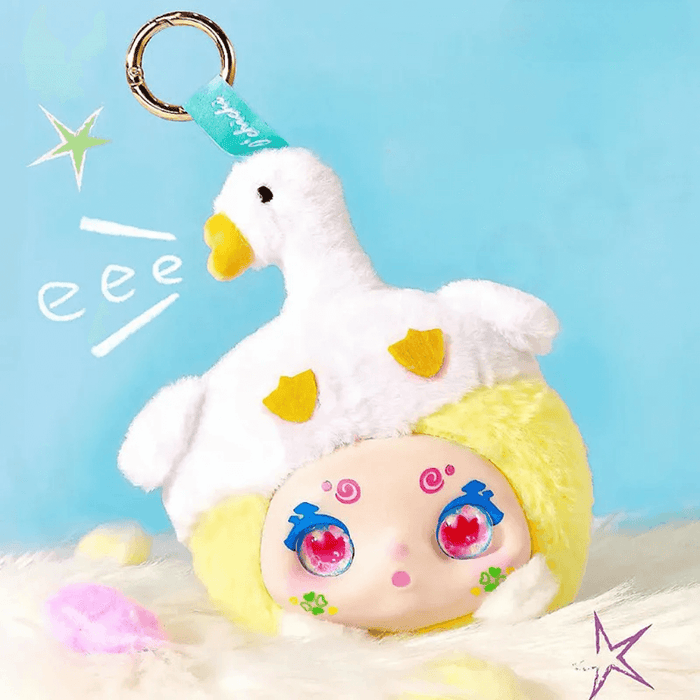 Goose Hat plush – yellow‑fur character wearing plush goose hat, Kimmon Hat Bubble series.
