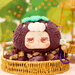 Mangosteen character plush – deep‑purple fruit with grumpy face, Kimmon blind box series.
