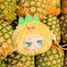 Pineapple plush – yellow spiky fruit costume with green crown, Kimmon series.
