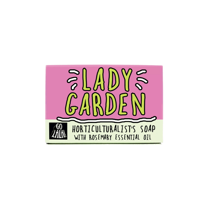 Front of Lady Garden rosemary soap bar packaging showing Horticulturalist’s Soap with rosemary essential oil