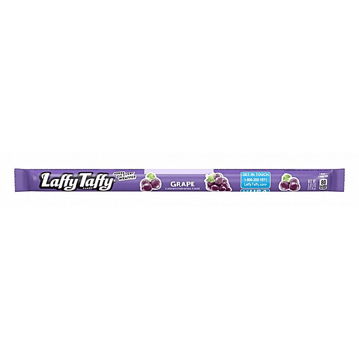 Laffy Taffy Grape chewy candy bar in purple wrapper