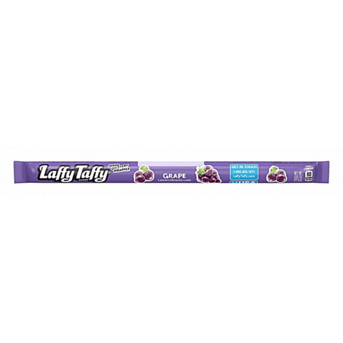 Laffy Taffy Grape chewy candy bar in purple wrapper