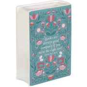 Back of Little Women book vase with illustrated quote panel