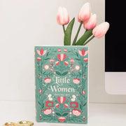 Little Women book vase with soft pink floral cover design