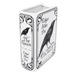 The Raven large book vase shown from an angle with black and white gothic artwork

