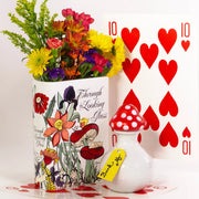 Through the Looking-Glass book-shaped vase styled with flowers