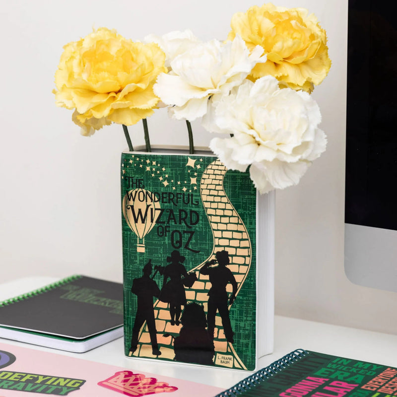 Wizard of Oz book-shaped vase styled with flowers