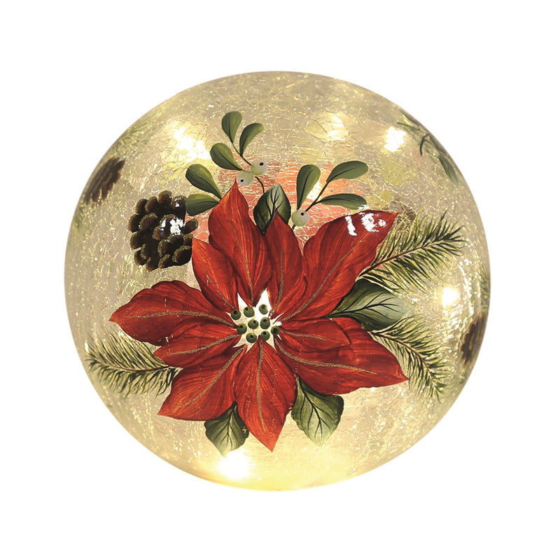 LED Ball Poinsettia 15cm - Something Different Gift Shop