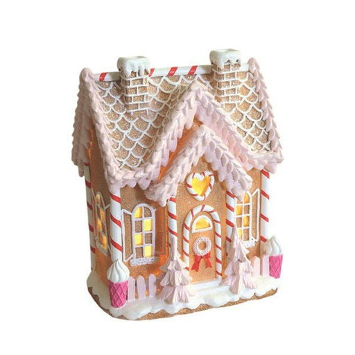 LED Pink Gingerbread House 25cm – Light - Up Christmas Decoration
