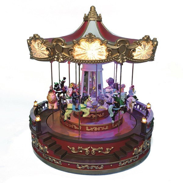 LED musical carousel with rotating animals, 30x36cm

