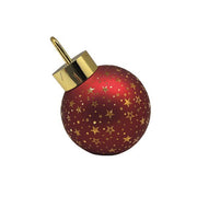 Red LED bauble with gold star design, 12cm decorative Christmas ornament.

