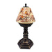 32cm LED robin lamp water spinner with red berries and antique pedestal base, warm glow on white background.