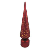 Red 40cm LED rotating star cut-out tree light, freestanding.

