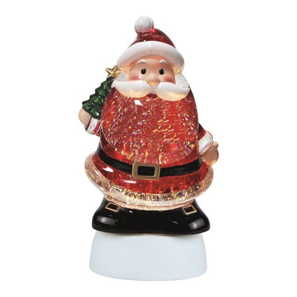 LED Santa glitter water spinner, 14x26cm, lit up

