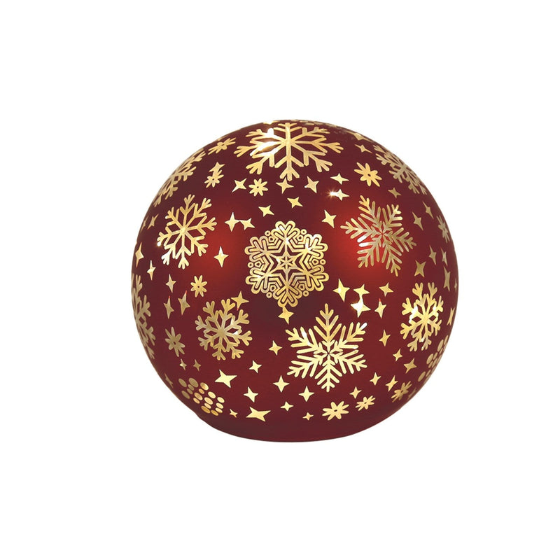 LED Snowflake Ball Red 10cm - Something Different Gift Shop