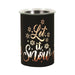 Black Let It Snow LED wax melt burner with amber glow, 12cm
