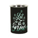 Black Let It Snow LED wax melt burner with green glow, 12cm