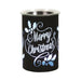 Black Merry Christmas LED wax melt burner with blue glow, 12cm