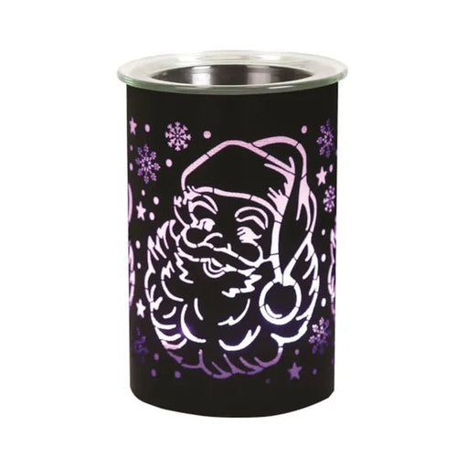 Black Santa silhouette LED wax melt burner cycling purple light, 12cm