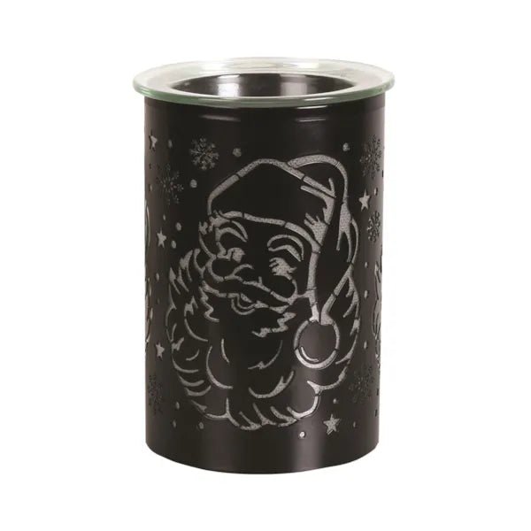 Black Santa silhouette LED wax melt burner, unlit, 12cm