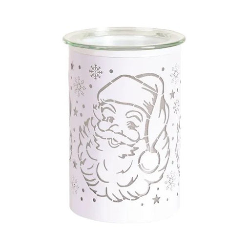 White Santa silhouette LED wax melt burner, unlit, 12cm