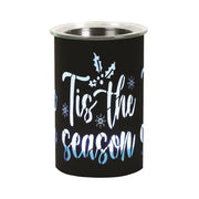 Black LED wax melter with cool blue glow and snowflake details