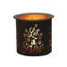 Black and gold Let It Snow tealight wax melter glowing with warm light