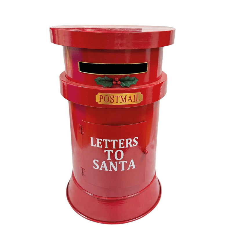 38cm red Letters to Santa post box decoration with slot and holly detail.

