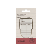 Library card metal bookmark displayed on Pulteney Press backing card