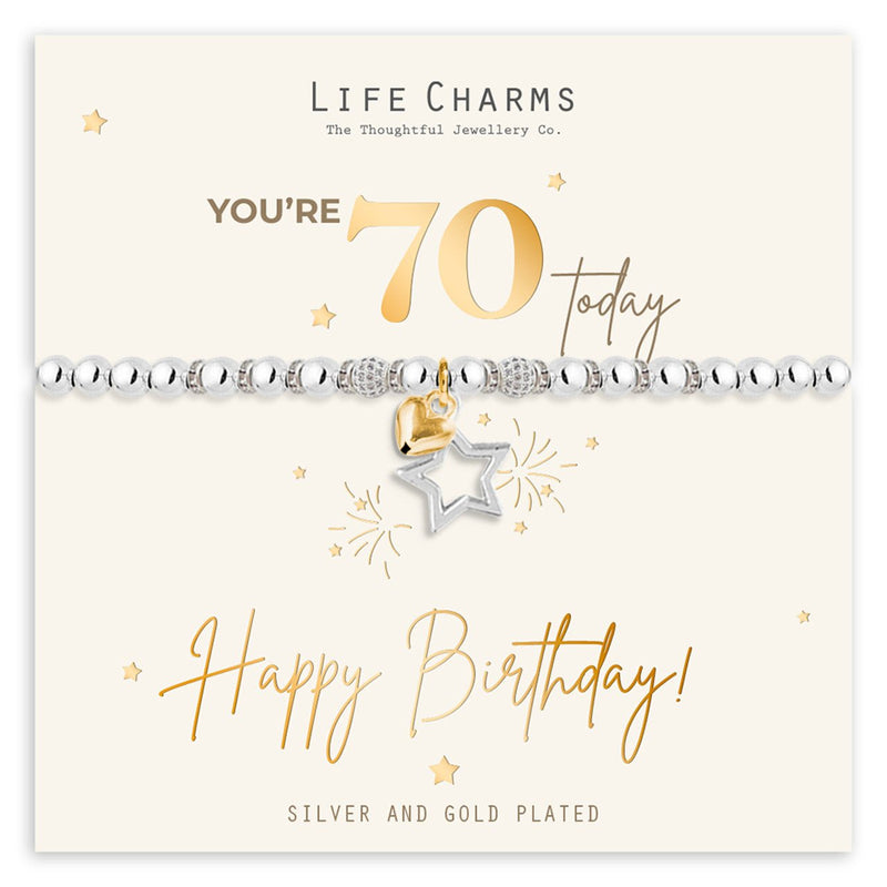 Life Charms Happy Birthday Bracelet - 70th - Something Different Gift Shop