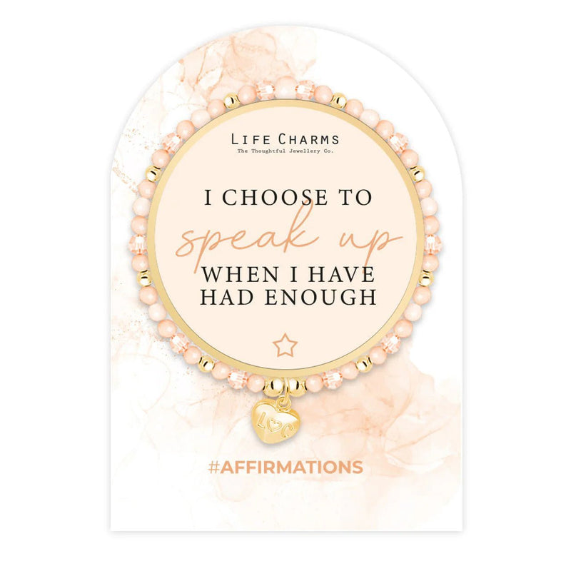Life Charms Speak Up Affirmation Bracelet – Gold Jewellery - Something Different Gift Shop