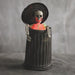 Motion-activated Halloween dustbin skeleton with red LEDs

