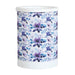 Lilac floral electric wax melt burner with a blue and purple floral pattern and white top and base.