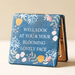 Lisa Angel Blooming Lovely compact mirror with teal blue floral design