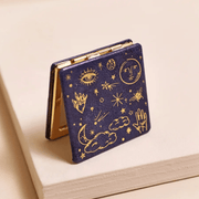 Lisa Angel Blue Starry Night Compact Mirror with navy and gold celestial design