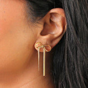 Lisa Angel Bow Snake Chain Statement Stud Earrings – Gold - Something Different Gift Shop