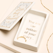 Lisa Angel ceramic trinket pot open with quote reading You are the author of your own story