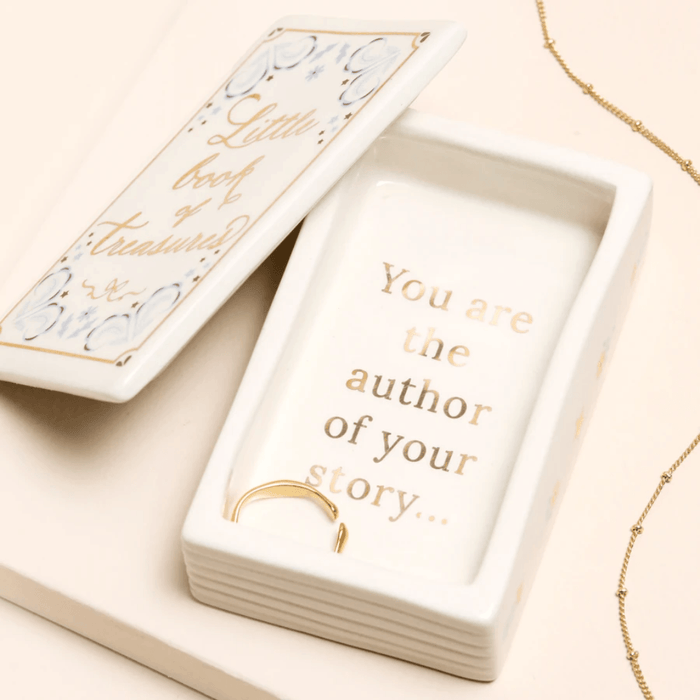 Lisa Angel ceramic trinket pot open with quote reading You are the author of your own story