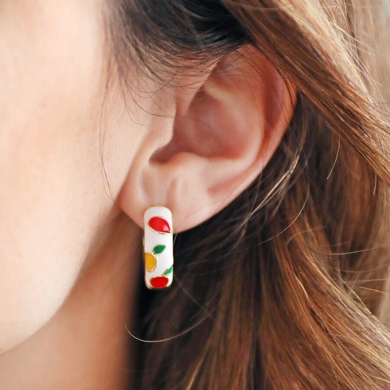 Lisa Angel Colourful Fruits Enamel Hoop Earrings - Something Different Gift Shop