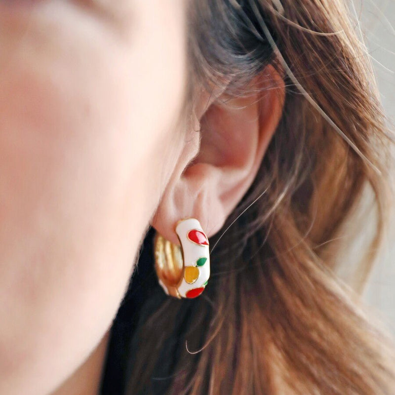 Lisa Angel Colourful Fruits Enamel Hoop Earrings - Something Different Gift Shop