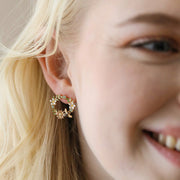 Lisa Angel Crystal Flower and Enamel Bee Stud Earrings – Gold - Something Different Gift Shop