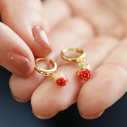 Lisa Angel Enamel Strawberry Huggie Hoop Earrings – Gold - Something Different Gift Shop