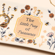 Close-up of the Lisa Angel Little Tray of Treasures trinket dish with flowers and bees