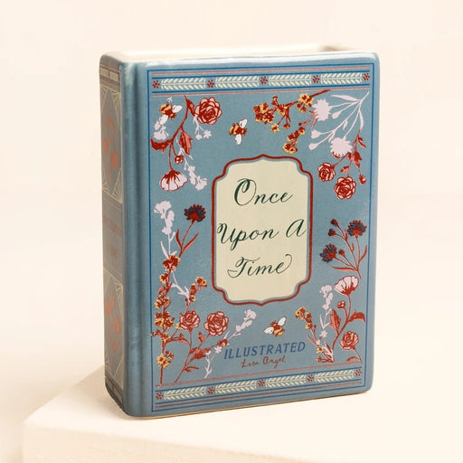 Lisa Angel Once Upon A Time Mini Ceramic Book Vase front view with floral design