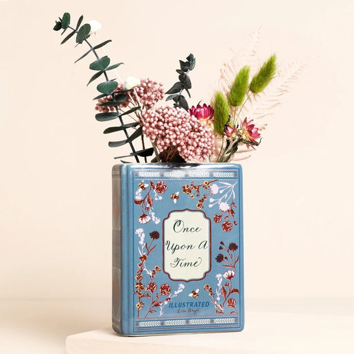 Lisa Angel Once Upon A Time Mini Ceramic Book Vase with dried flowers