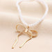 Lisa Angel Pearl Beaded Necklace with Gold Bow Charm - Something Different Gift Shop