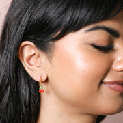 Lisa Angel Red Cherry Huggie Hoop Earrings – Gold - Something Different Gift Shop