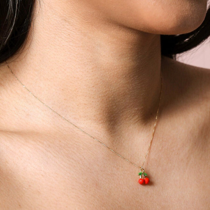 Lisa Angel Red Cherry Pendant Necklace - Something Different Gift Shop