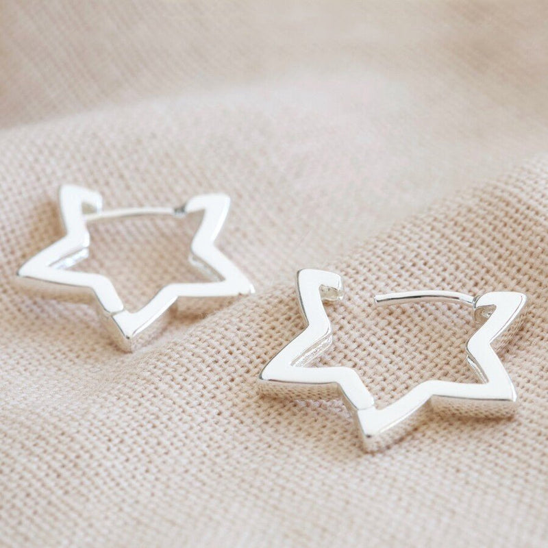 Lisa Angel Silver Star Hoop Earrings – Recycled Sterling Silver - Something Different Gift Shop